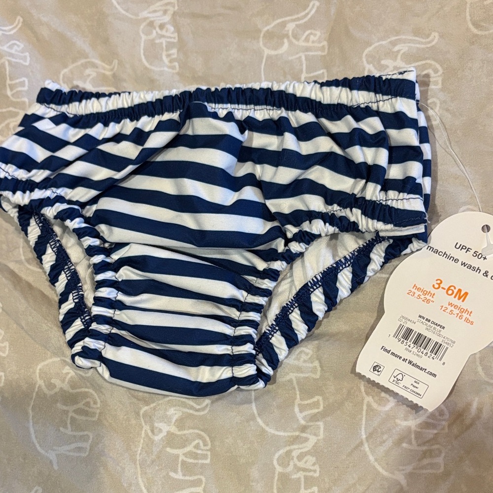 Wonder Nation Navy and White Striped Swim Diaper Cover